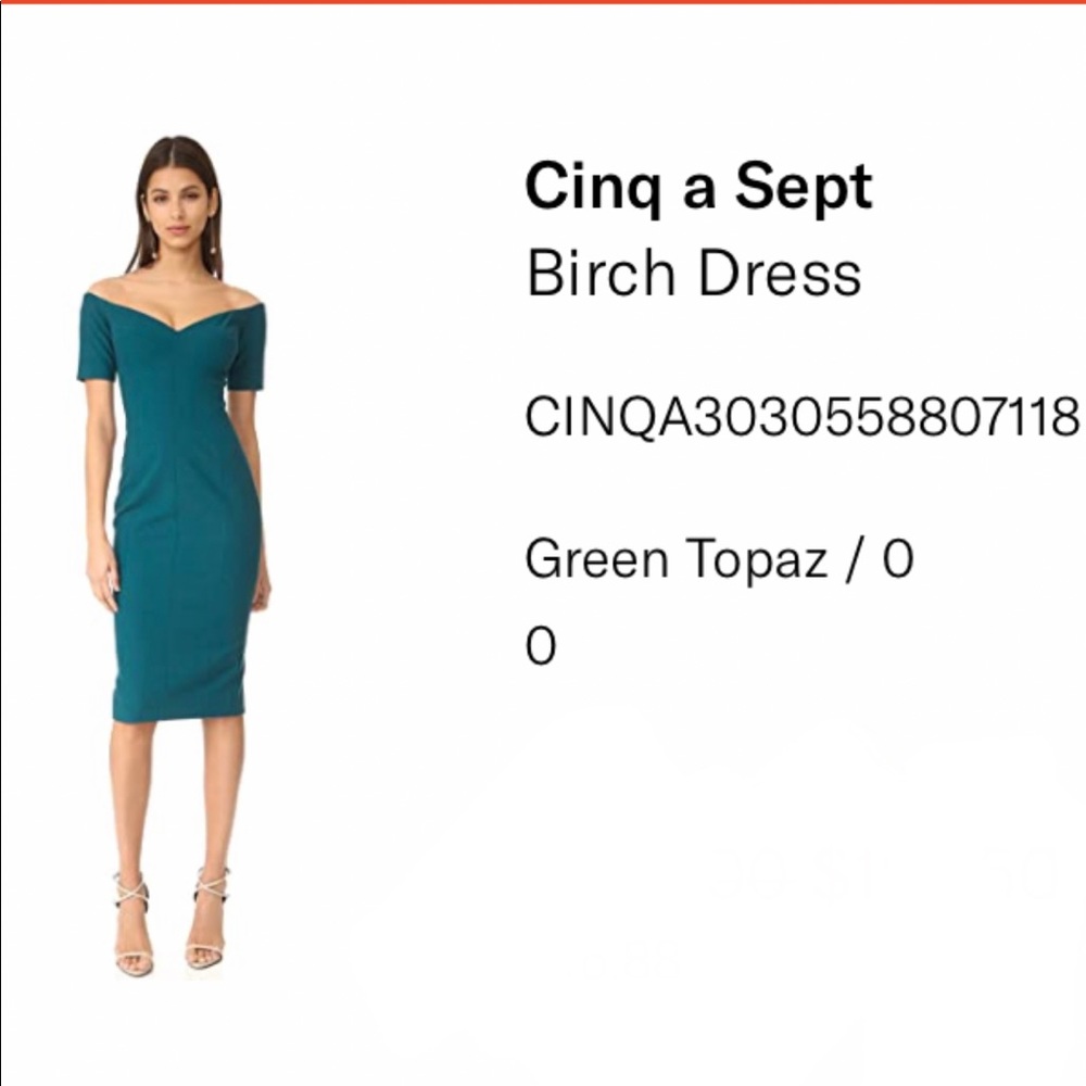 Cinq a Sept  Birch Dress Green Topaz ShopBop boat neck midi cocktail dress size